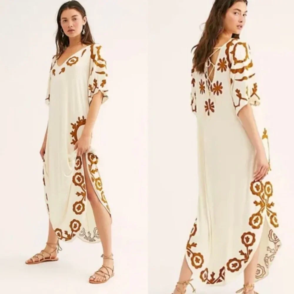 NWOT Free People Laguna Surf Maxi Tee in Ivory Combo Size XS - Picture 4 of 7